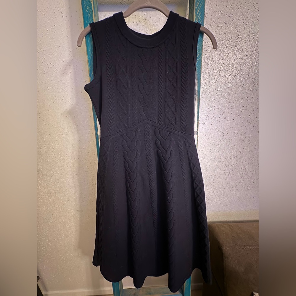 Tory Burch Black Sleeveless A-Line Midi Dress